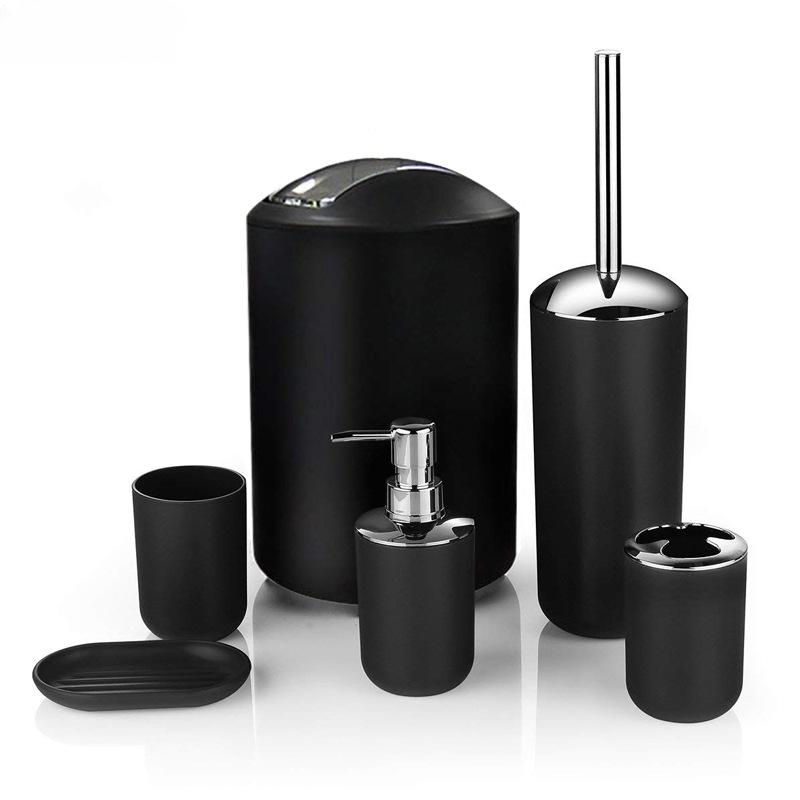 4/6pcs New Bathroom Set Soap Dispenser Toothbrush Holder Toilet Brush Trash Can Soap Dish Bathroom Practical Accessories