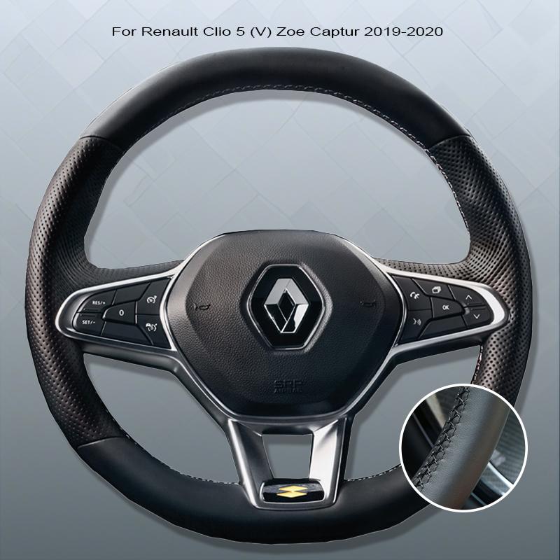 CSQK9 Mikrofaser-Leder Lenkradbezug für Renault Clio 5 (V) Zoe Captur 2019-2020 Individuelle DIY Auto-Lenkradhülle