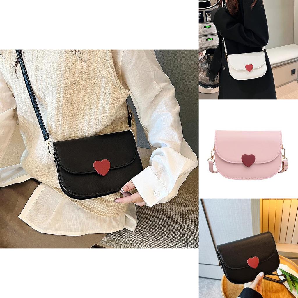 Trendy Black White Pink Casual Simple Shoulder Bag Stylish Saddle Bag For Women