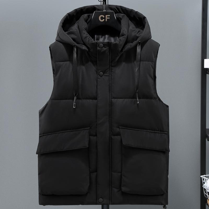 Plus Size L-8XL Fashion Men's Winter Sleeveles Jackets Hooded Casual Thick Warm Vests Men Coat