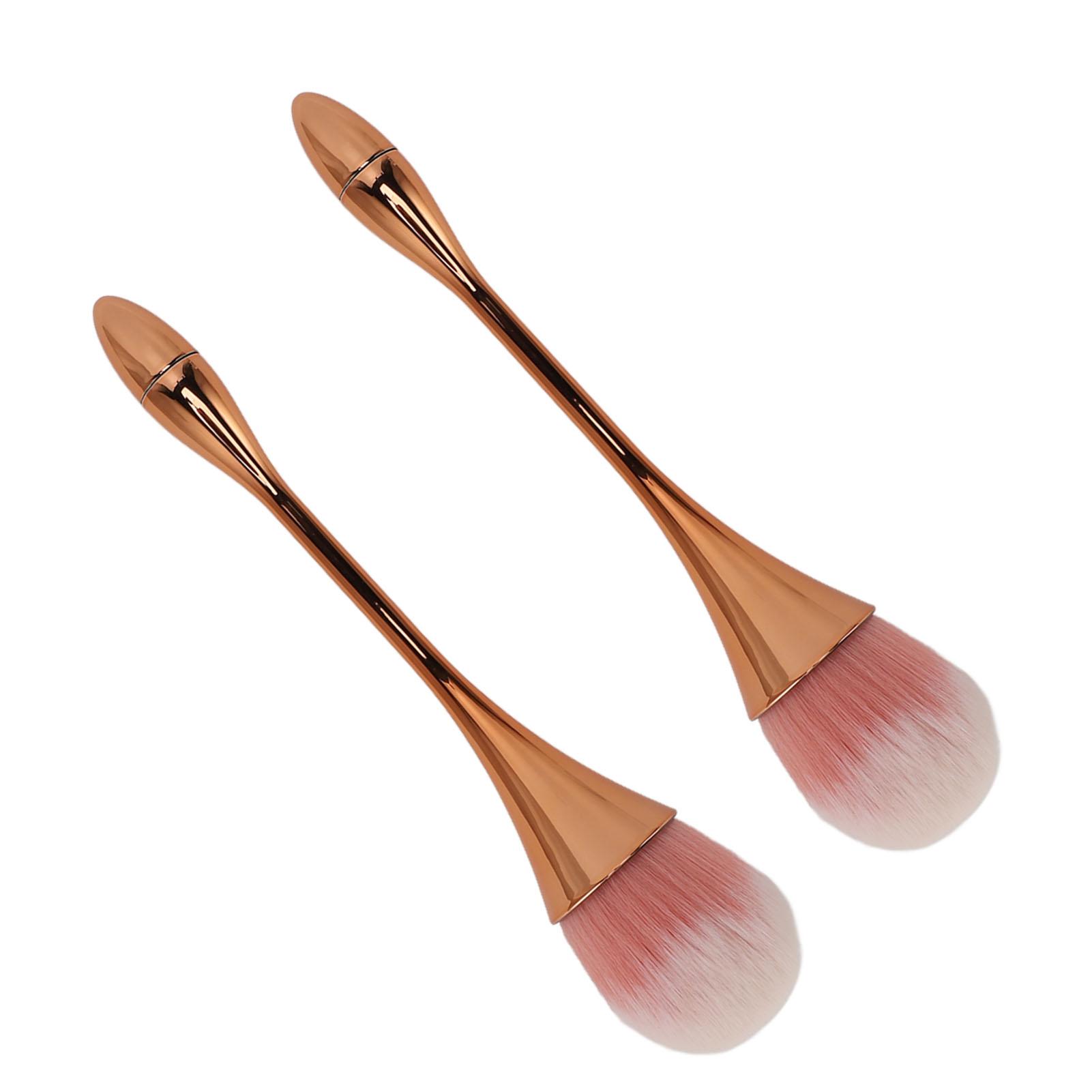 

2PCS Nail Art Powder Brush Soft Bristles Ergonomic Handle Multipurpose Powder Brush for Manicure розового золота
