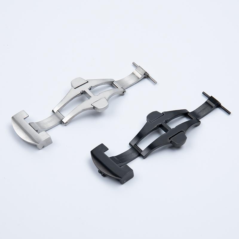 22mm Quality Stainless Steel Butterfly Buckle Folding Clasp For Panerai Strap PAM Silver Black Deployment Button Rubber Leather