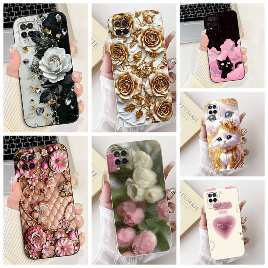 Für Samsung Galaxy A12 Handyhülle Luxus Blume Bemaltes TPU Schutzhülle für Samsunga125f M12 F 12 Weiches Silikon Funda Capa