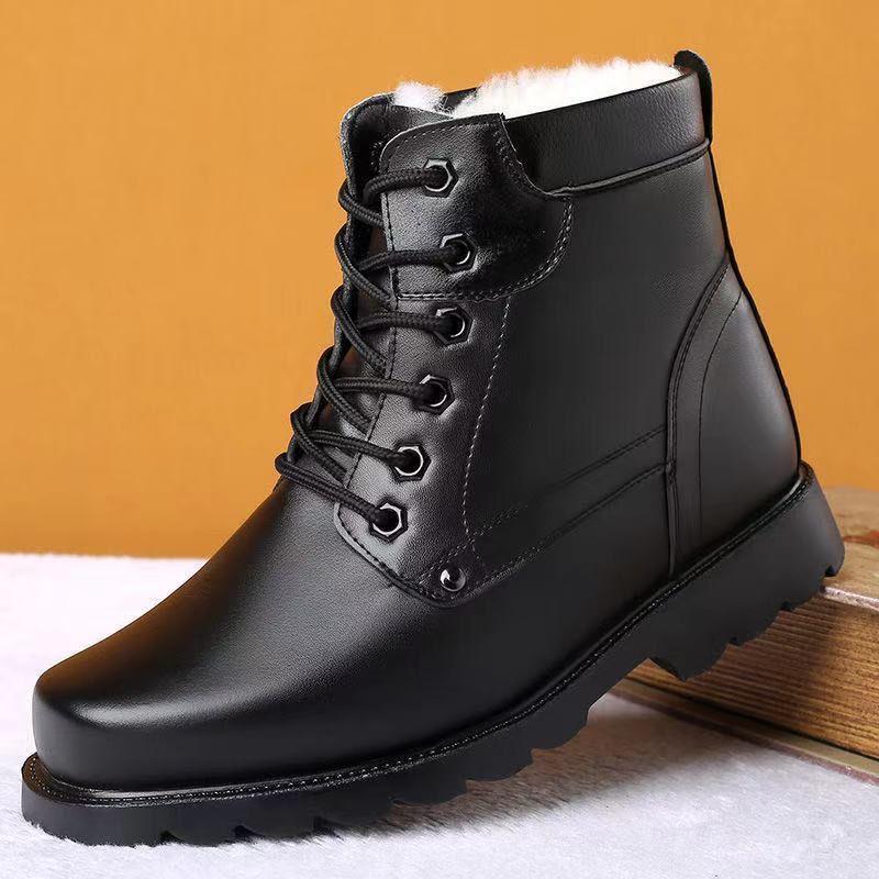 Men's European & American Winter Wool & Cotton Waterproof High-Top Snow Boots