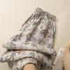 DIMANAF 2026 Summer New Plus Size Women Long Pants Cotton Linen Vintage Loose Elastic Waist Casual Lady Bottoms Print Floral