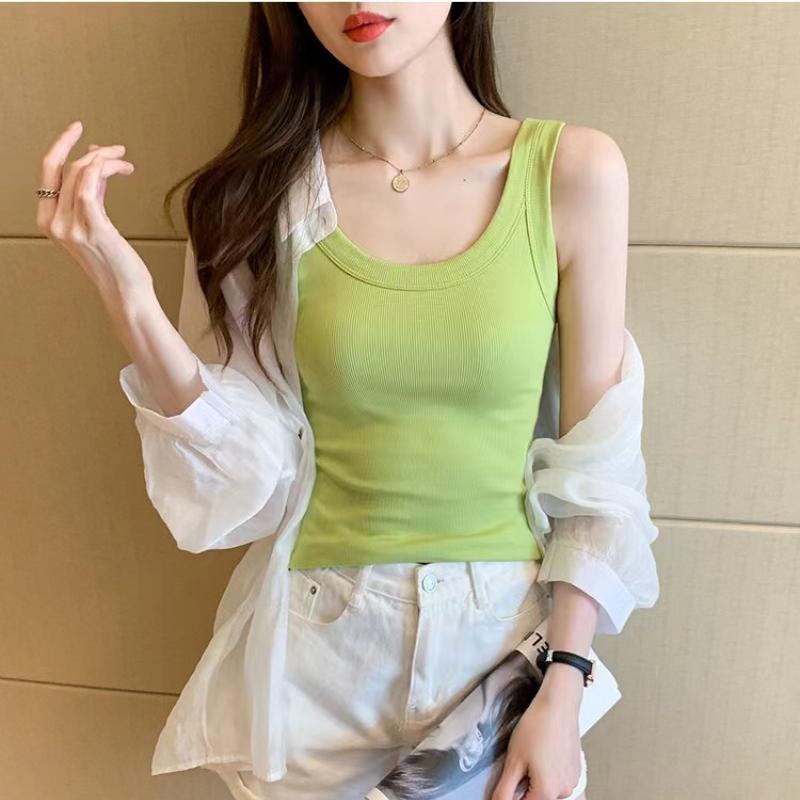 Slim Fit Svel Strap Vest Women's Korean Sle Inner Wear Commute Regular Length Pure Color Other 00% Spring Season