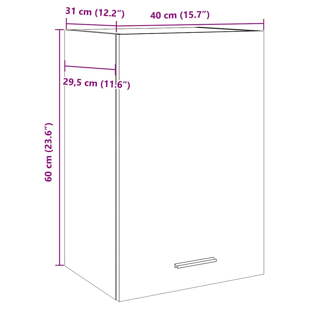 Lyon Wall Mounted Cabinet Rustic Wood Look 40 x 31 x 60 cm Engineered Wood