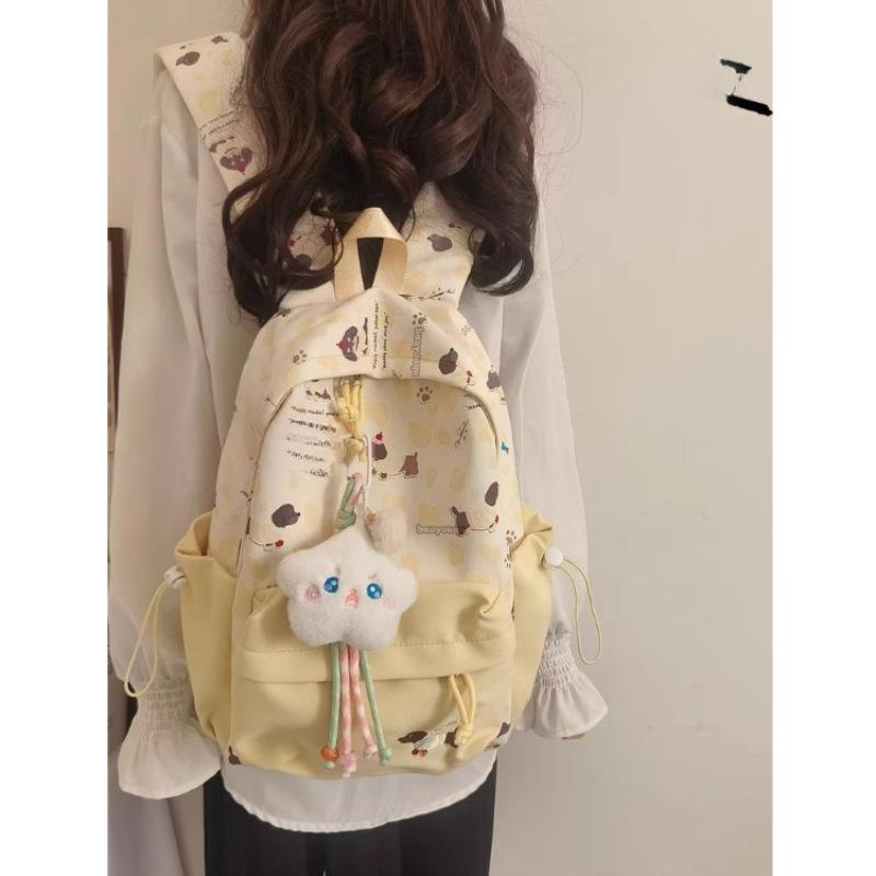 Schoolbag wholesale fashion new female college style cute print color matching backpack small middle school college student schoolbag women's backpack