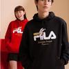 Fila CNY Fuzi Rabbit Co-Branded Series Logo Letter Pattern Print Loose Casual Knit Hoodie Unisex Tops Black F11U319205F-BK