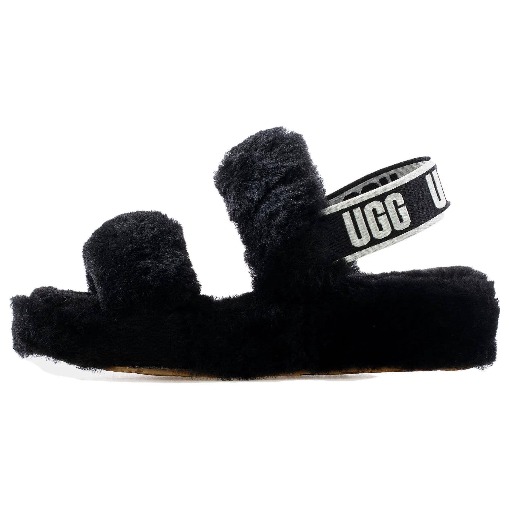 (WMNS) UGG Oh Yeah Thick Sole Sandals Black Women s 1107953-BLK EU 39