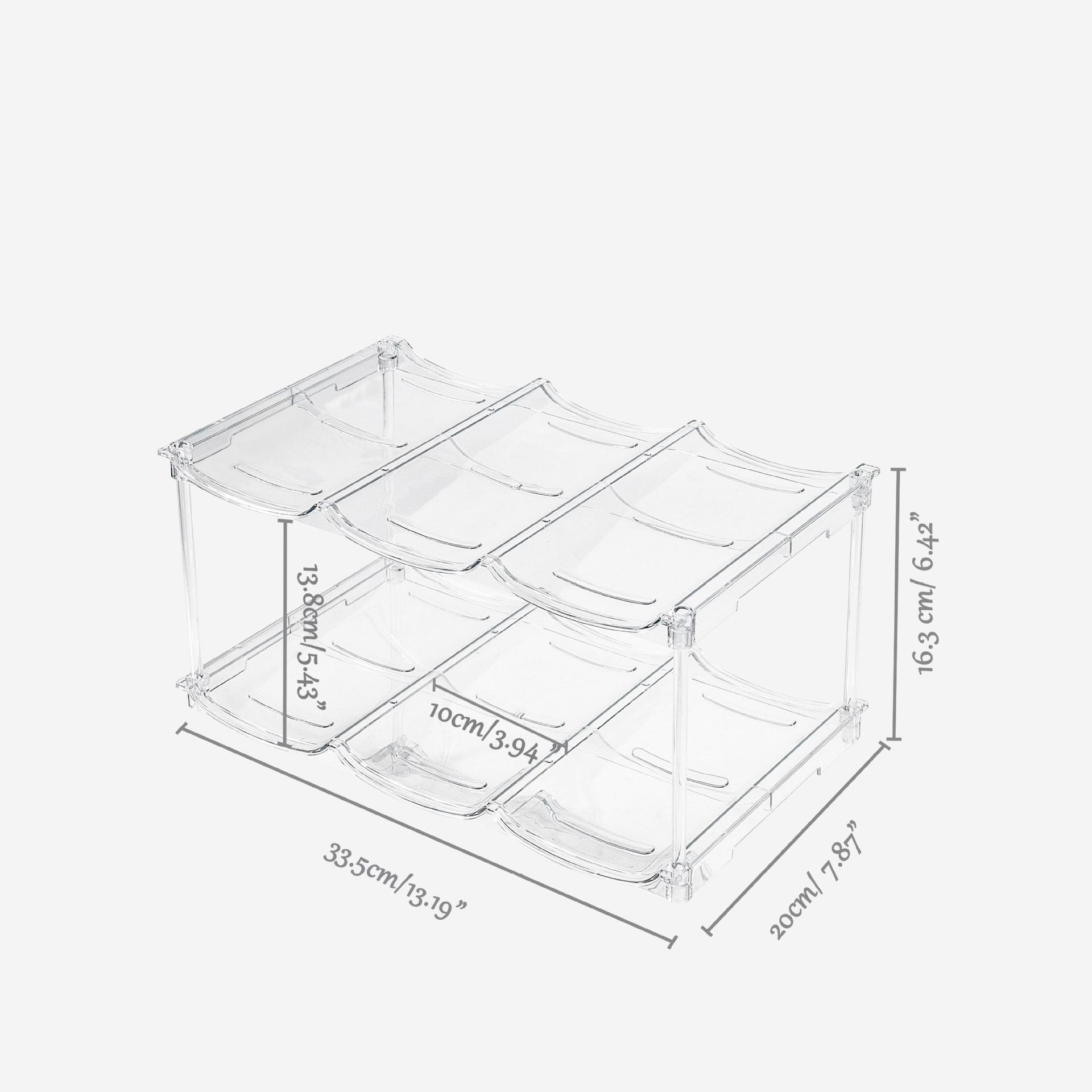 Stackable Wine & Beverage Rack - Red, Plastic, for Refrigerator Storage and Organization.