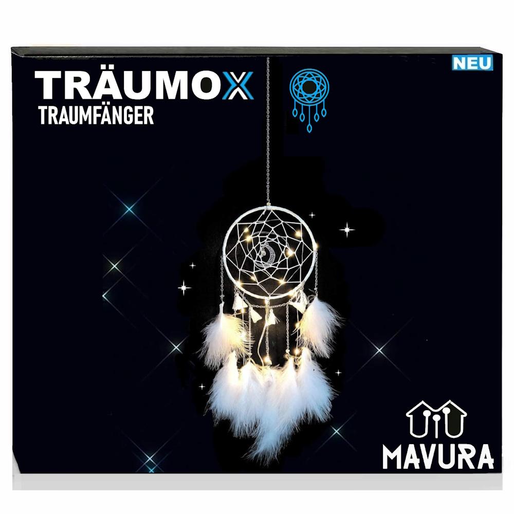 

TRÄUMOX Ловець снів LED підсвічування Перлове пір я Dreamcatcher Декорація пір я