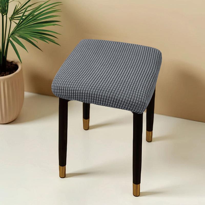 Jacquard Square Stool Covers Elastic Dust-proof and Anti-slip Stretch Chair Cover Solid Color Geometric Pattern Seat Cover