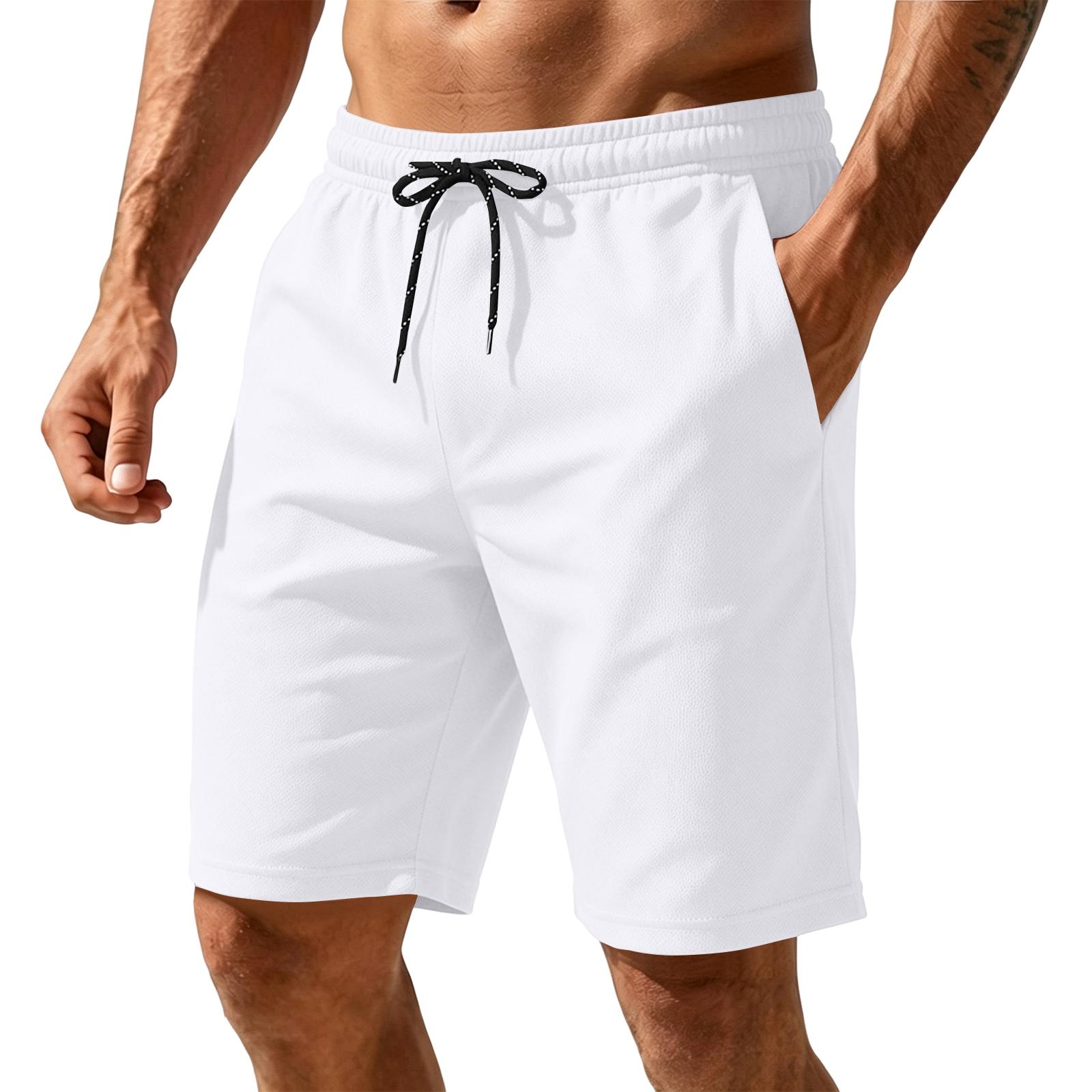 

Men’s Drawstring Waist Casual Athletic Shorts with Pockets Relaxed Fit Lightweight Breathable Fabric for Everyday Wear XL белый