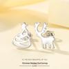 S925 Sterling Silver 3D Christmas Tree & Reindeer Stud Earrings - Elegant European & American Style