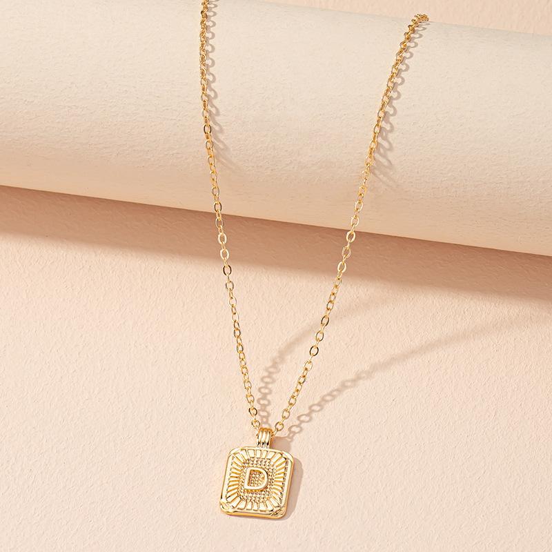 Square Brand 26 English Letter Necklace Hip-hop Necklace Ins Style Female European and American Design Sense Clavicle Chain