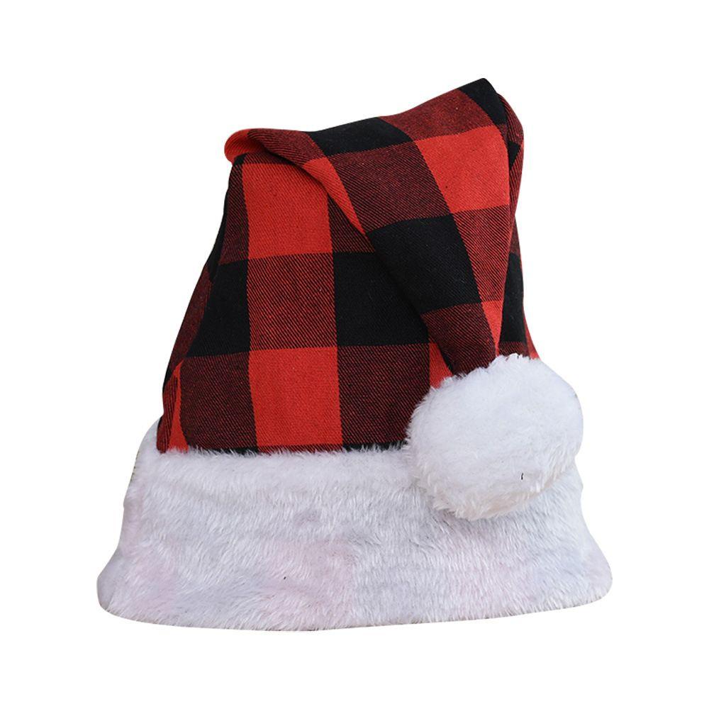 Cute Korean Plush Plaid Kids Adult Snowflake Children Hat Warm Cap Christmas Hat Santa Claus Hat