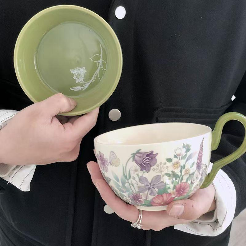 French Retro Coffee Cup Design Sense Niche Breakfast Ceramic Mug Housewarming Couple Birthday Gift Souvenir