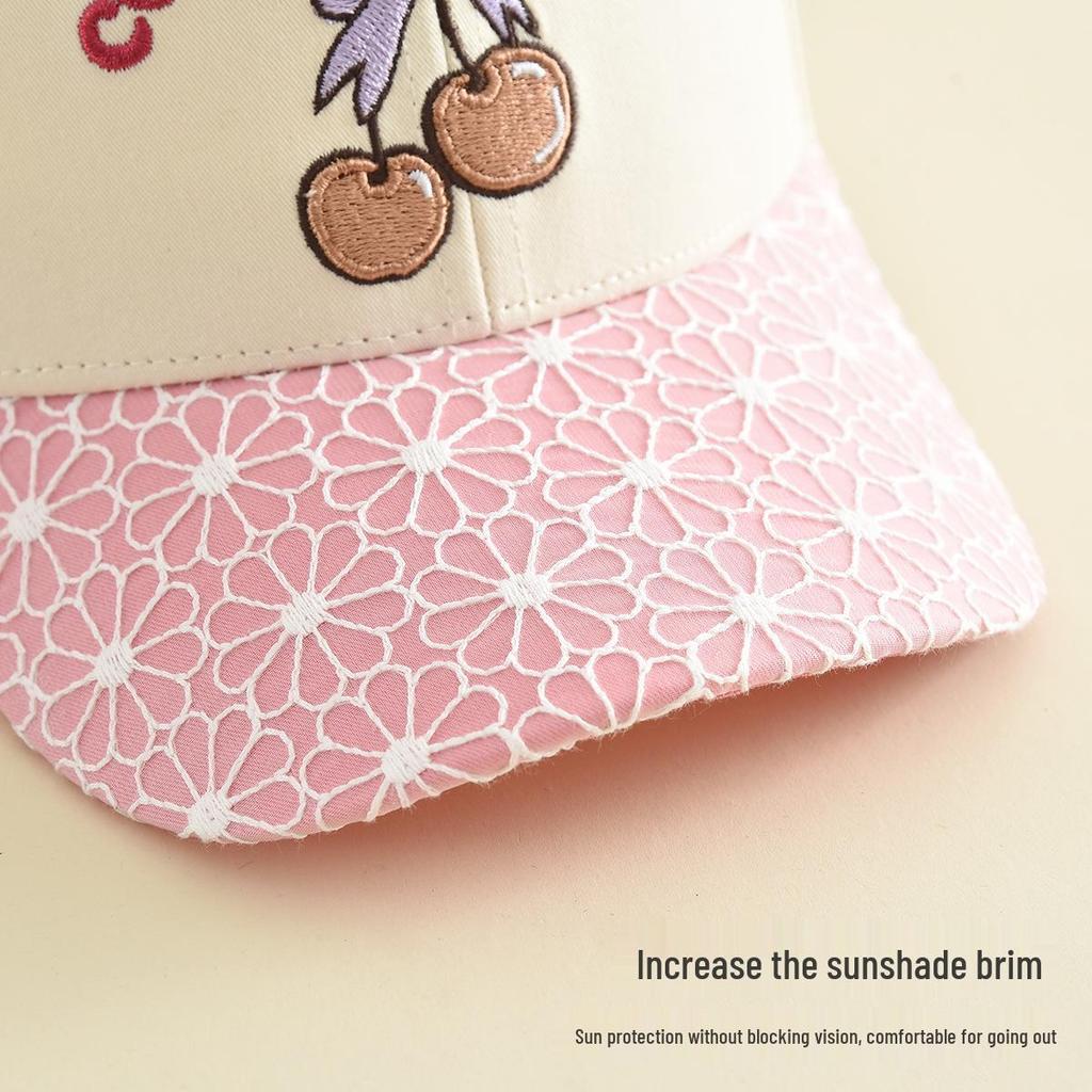 Stylish Cartoon Embroidered Duckbill Baseball Cap for Girls with Sun Protection.