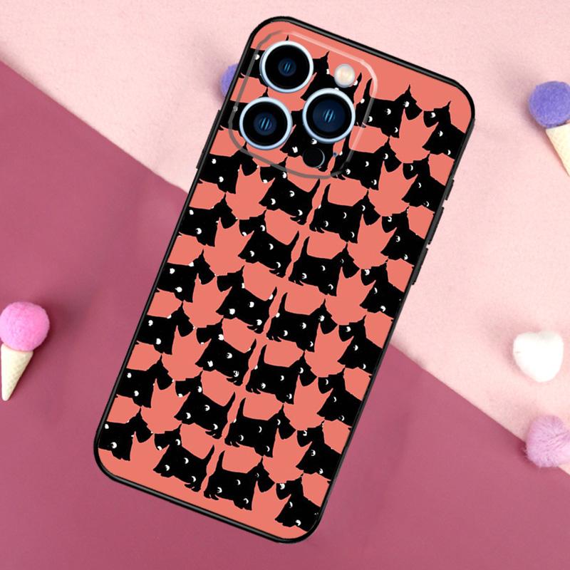 Scottish Terrier Pattern Case For iPhone 16 Pro Max 11 12 13 Mini 14 15 Pro Max 16 Plus XR 16e Phone Back Cover