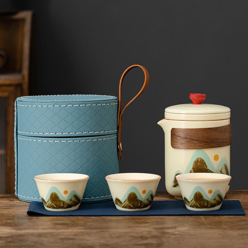 Retro Kung Fu Tea Set Travel Tea Set Portable Outdoor Quick Cup Enterprise Tsingshan Teapot