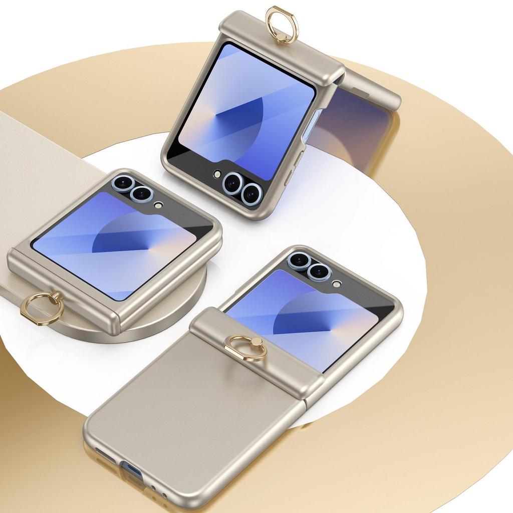 Samsung Z Flip7/6/5 Sturzsichere Handyhülle mit 4/3 Fingerringständer & Vollabdeckungsfolie