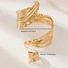 Spiral Opening Pleated Leaf Bracelet Gold Jewelry Accessories 2025 Ring Set  For Women Girls