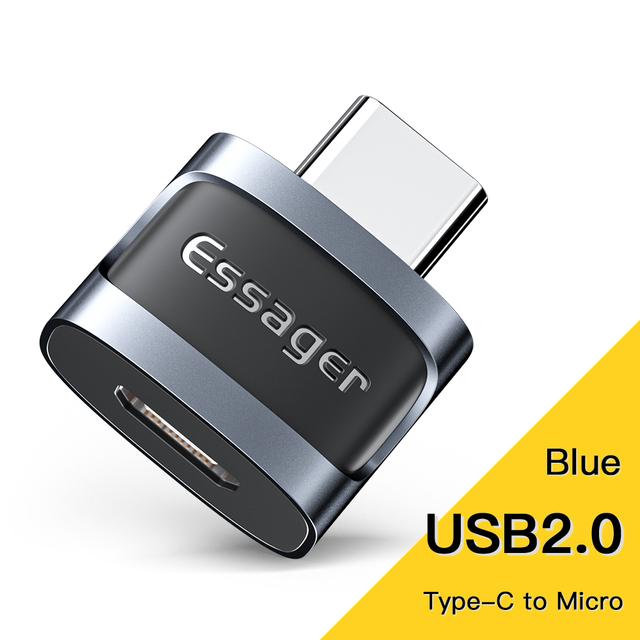 

Essager USB C-USB 3,0 OTG адаптер Тип C Женский конвертер USB-C штекер-микро-адаптер для Xiaomi 12 POCO Oneplus ipad Macbook Type C to Micro синий