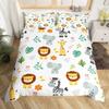 Kawaii Lion Duvet Cover Set Twin King For Kids Boys Girls Cartoon Animal Bedding Set Microfiber Wild Animals Theme Quilt Cover