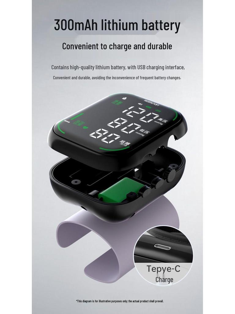 Zhuochen Rechargeable Backlit Wrist Blood Pressure Monitor, Large Screen, Fully Automatic.