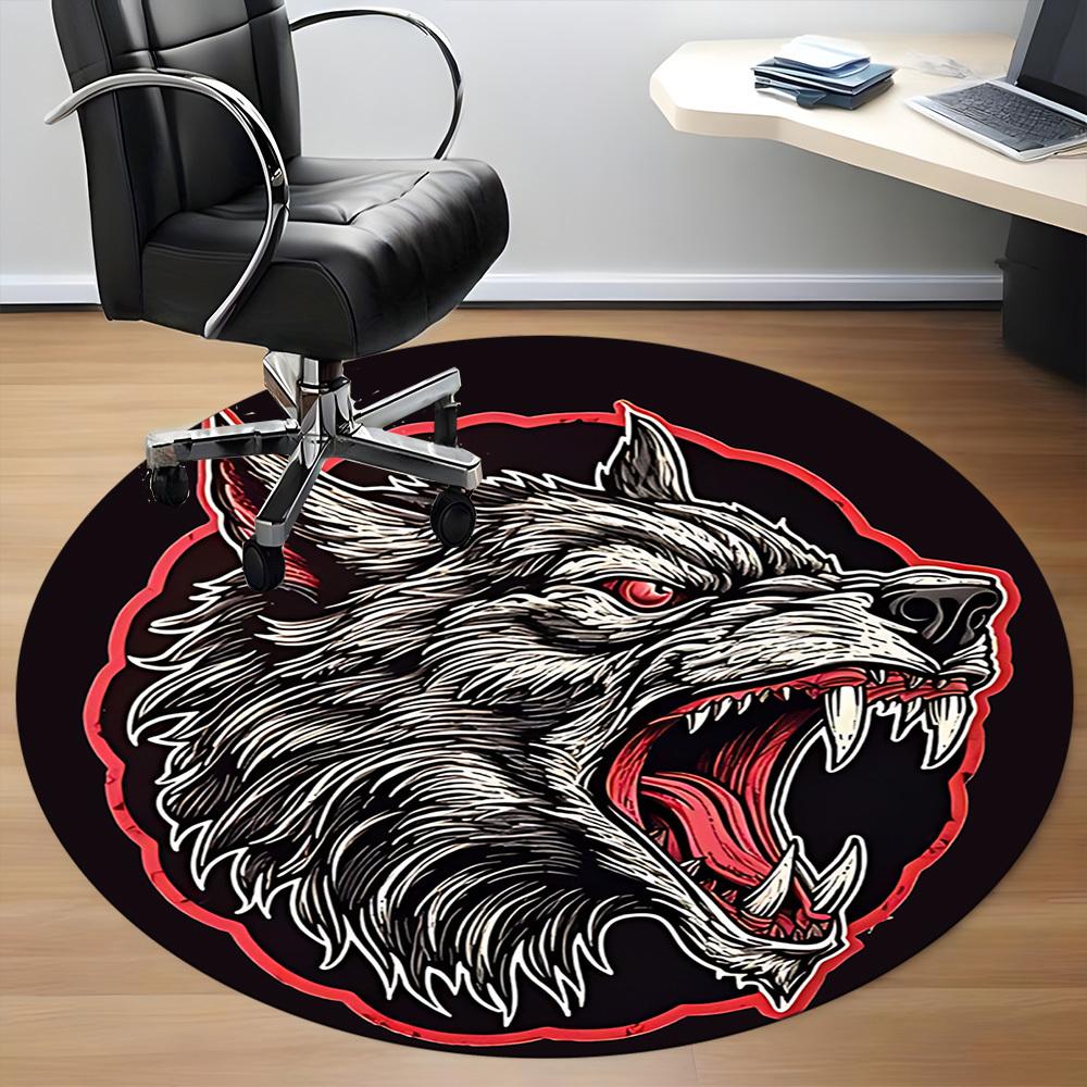 1 szt. Okrągły dywanik Wolfpack Alpha Office, Pod krzesła biurowe, Sypialnia, Salon, Wystrój domu, Dekoracja pokoju