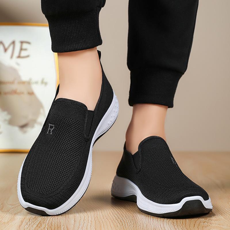 Shoes Men's Casual Shoes Flying Woven Breathable Mesh Shoes One Pedal Lazy Shoes Dad Shoes Soft Sole Comfortable Single Shoes Men's Shoes