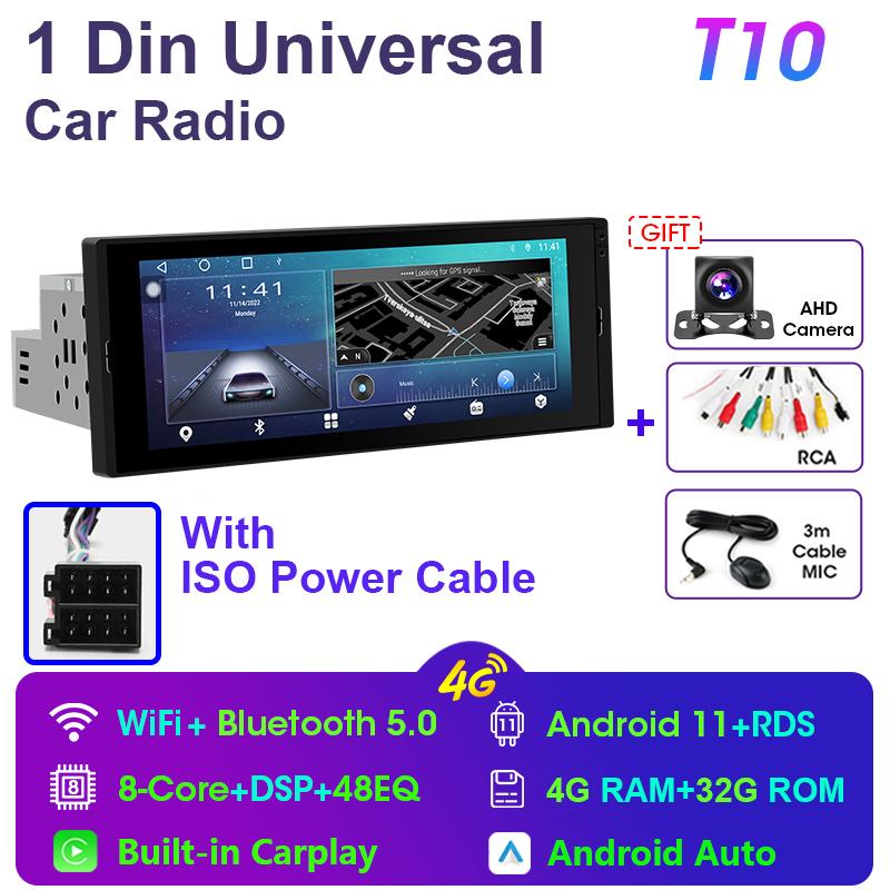 Universal 6.9" Car Radio 1 Din Android 10 Stereo Multimedia Video Player GPS Navigation Bluetooth 4G Carplay Auto IPS Screen DVD