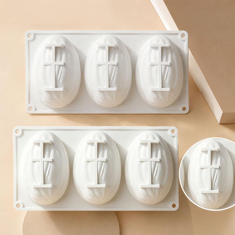 Stampo in Silicone per Torta 3 Cavità Forma di Mandorla Stampo da Forno Riutilizzabile Mousse al Cioccolato Dessert Budino Stampini per Gelato