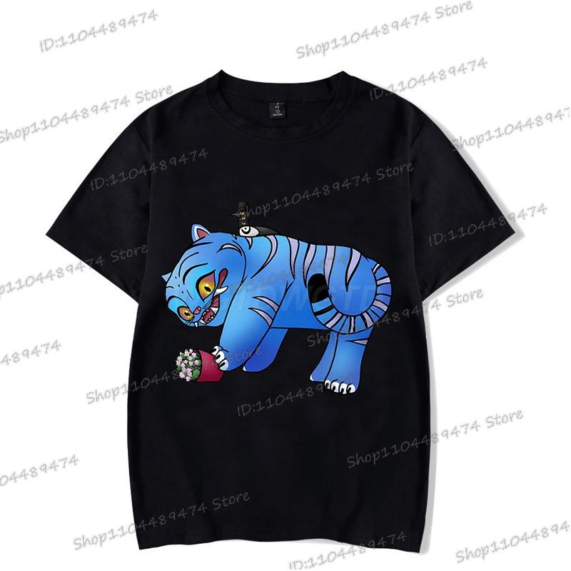 

Черные футболки KPop Охотники на демонов Уличная одежда Женщины Мужчины Короткий рукав Модные Тигр и Саджа Мальчики Корейские футболки Ульззанг Топы 3XL