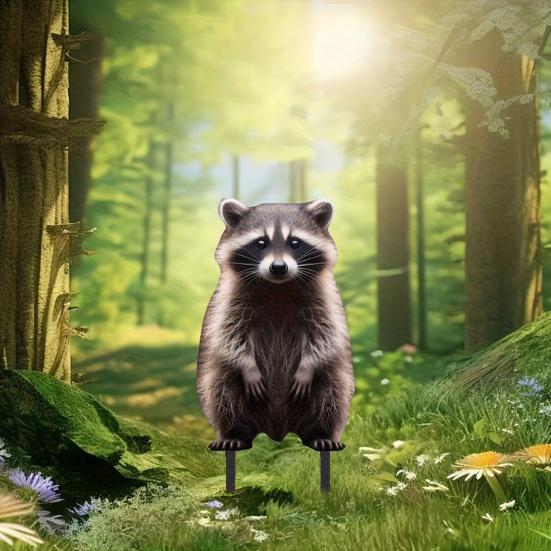 Acrylic Garden Stakes Fun Animal Lawn Signs Raccoon Gorilla Figurines Easy Insertion Garden Stakes for Flower Beds Landscape