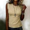 Ärmelloses Damen-Tanktop mit Rundhalsausschnitt, figurbetont, Basic, weich, dehnbar, Pullover, lässiges einfarbiges Shirt für den täglichen Gebrauch, zum Schichten