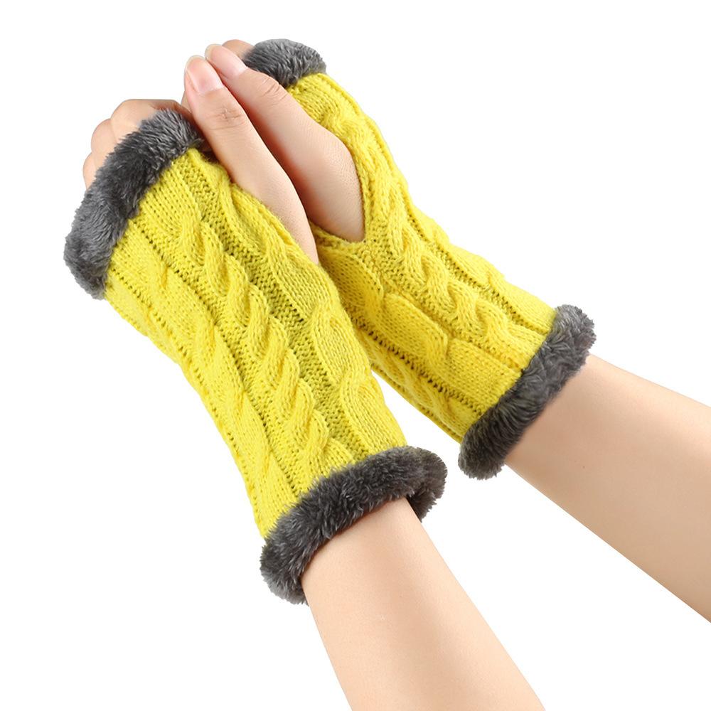 Double Side Plush Winter Warm Gloves - Exposed Finger Design