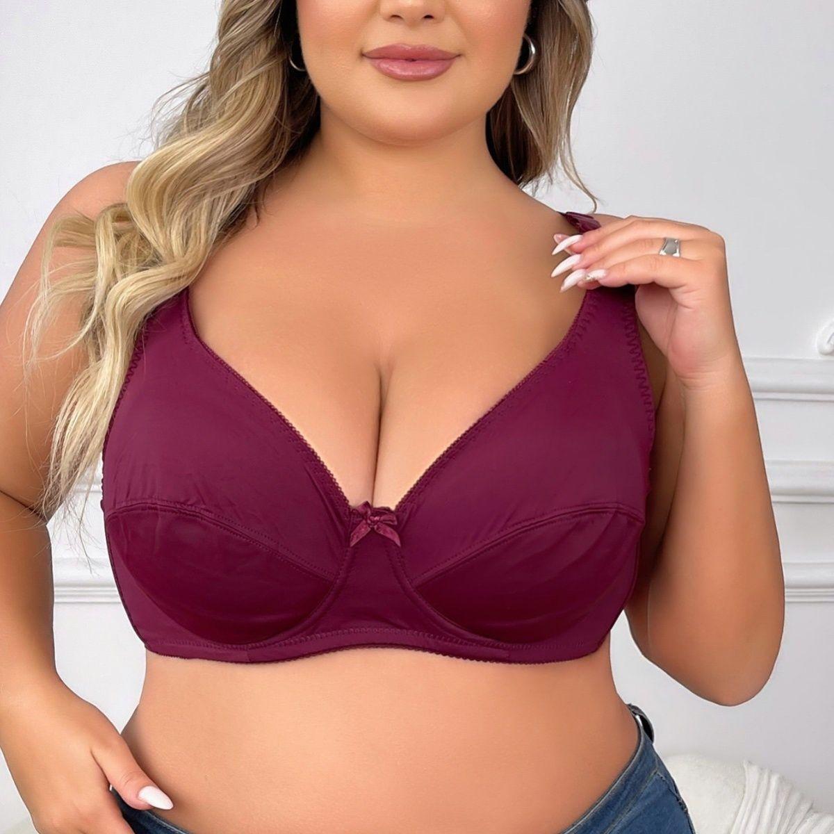 

Тонкий стиль, большой бюст, плюс размер, для полных девушек, пуш-ап, нижнее белье, сексуальный бюстгальтер со стальным кольцом для сбора боковых грудей 48/110CDE бордовый