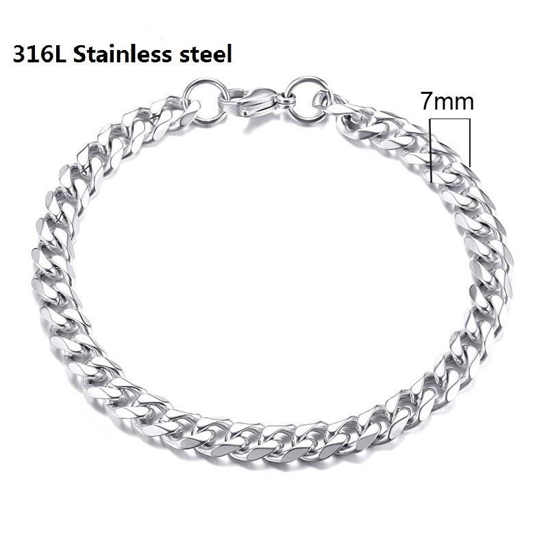 Kubánský řetízkový náramek z nerezové oceli 316L pro muže Ženy Figaro Vintage Metal Viking Kpop Pulseras Emo Roztomilý luxusní dárek na šperky