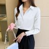 Silk Shirts Women White Shirt Women Long Sleeve Shirts Blouse Office Lady Satin Silk Blouse