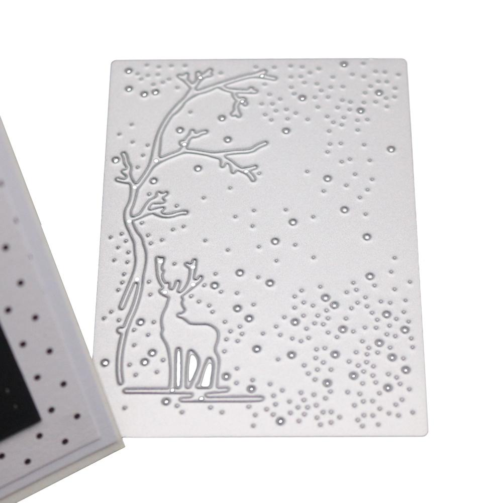 Deer Frame Under the Starry Sky Metal Silvery Stencil Embossing Cutting Dies For Diy Scrapbooking Paper Album Cards Making