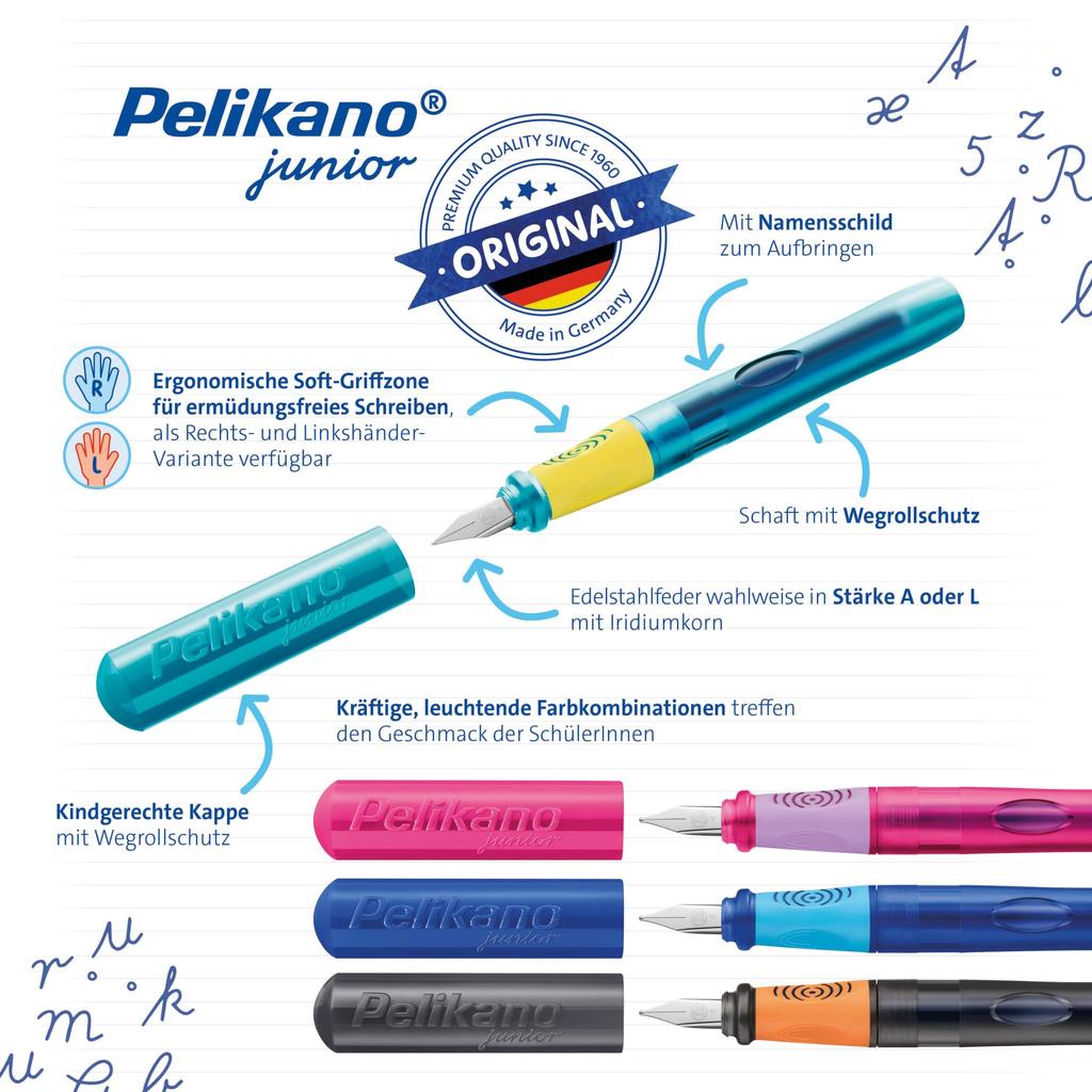 Pelikan Pelikan Junior Fountain Nib 824835 Pen, Right-Handed, Turquoise, A,