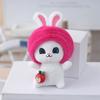 Fluffy Rabbit Soft Doll With Fruit Hat Keychain For Girls Cute Stuffed Animal
