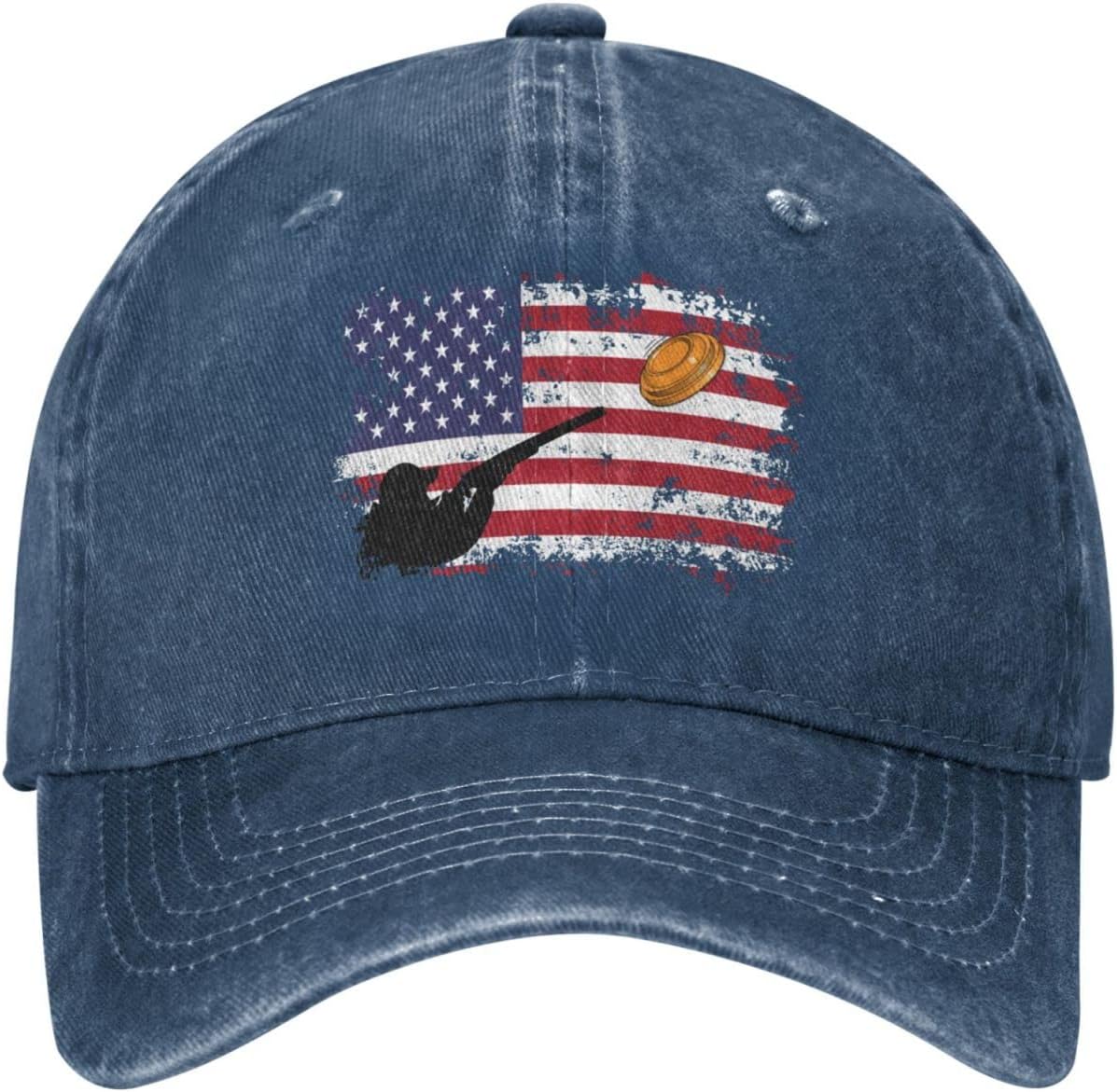 

Skeet Shooting USA Flag Trap Shooting Clay Pigeon Unisex Baseball Cap Cotton Fits Unisex Women Washed Denim Adjustable Dad Hat Adjustable