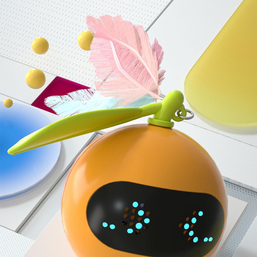 Electric Self Rotating Cat Toy with Laser Red Dot Interactive Automatic Smart Jumping Ball Orange