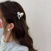 Sweet Temperament Senior Sense of Exquisite Pearl Bow Scratch Clip Girls Versatile Back of the Head Plate Hair Shark Clip Simple