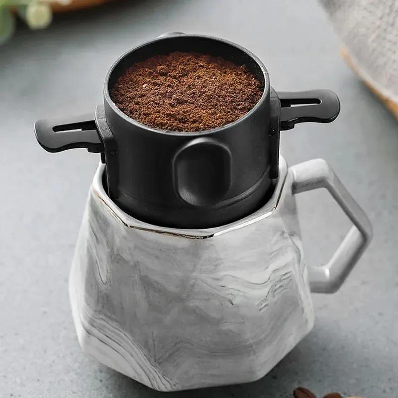 Portable Coffee Filter Foldable Drip Coffee Tea Holder Funnel Baskets Reusable Paperless Pour Over Stand Coffee Dripper Strainer