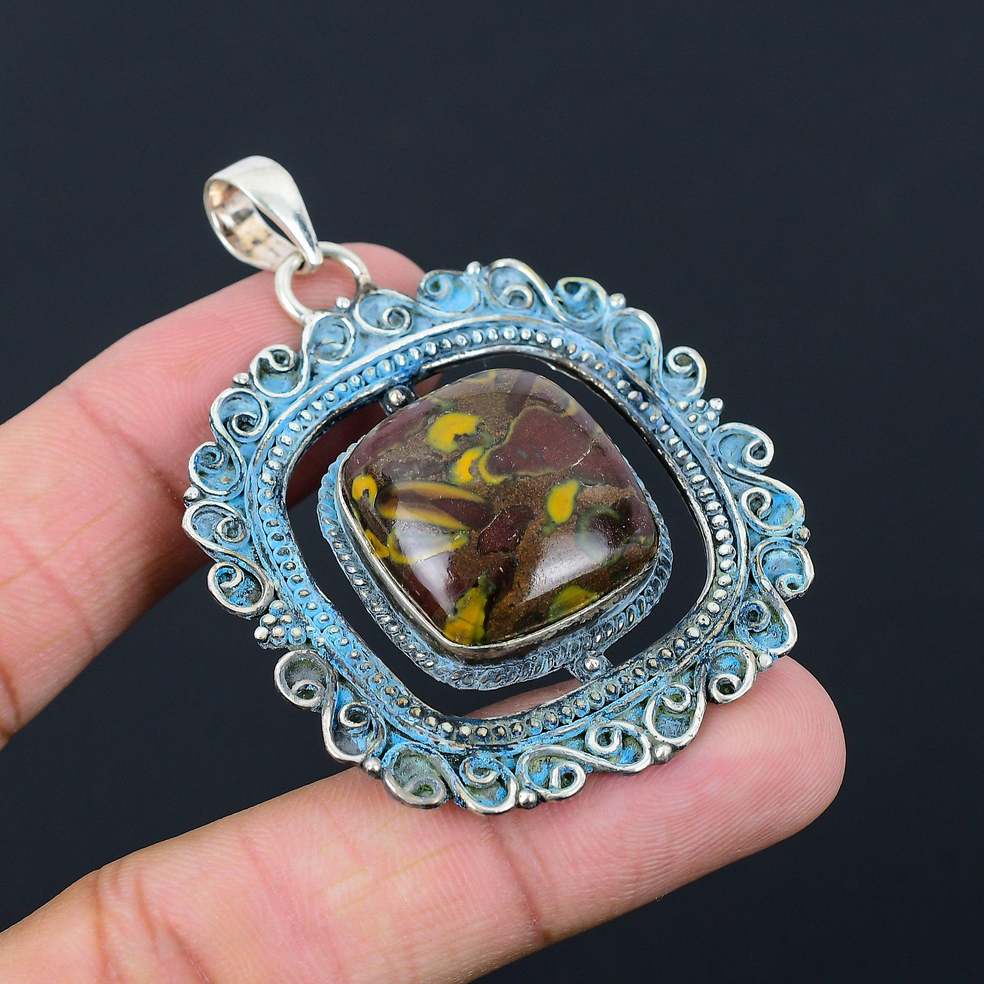 Fruit Jasper Stone 925 Sterling Silver Daughter Handmade Artisan Pendant Jewelry