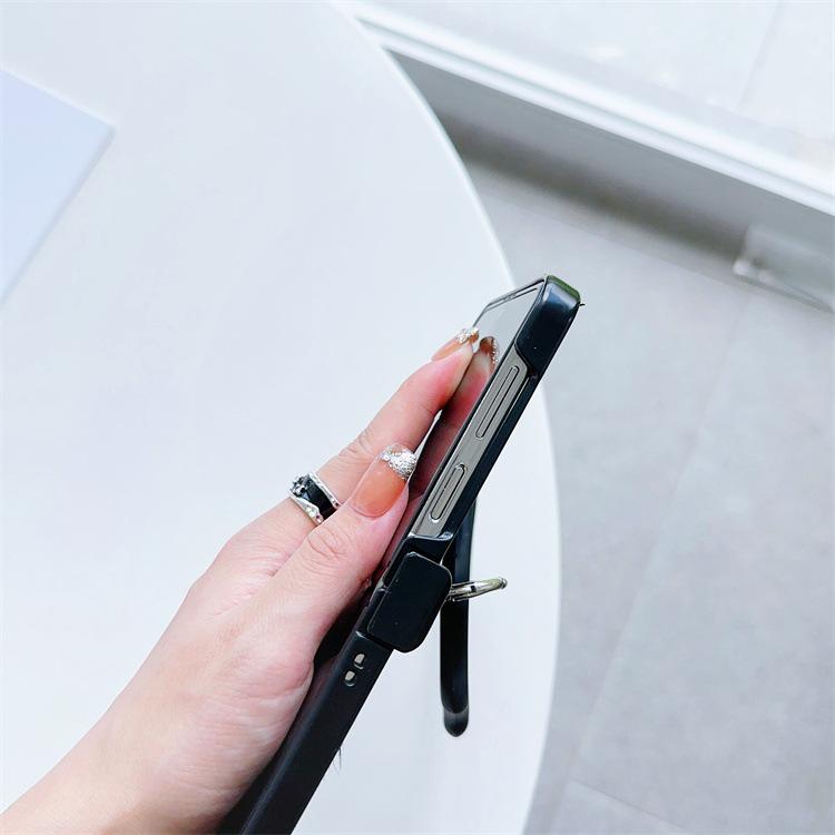 Compatible with Samsung ZFlip5 foldable phone case, zflip4 leopard print handle ring, back cover case, zflip3 protective cover